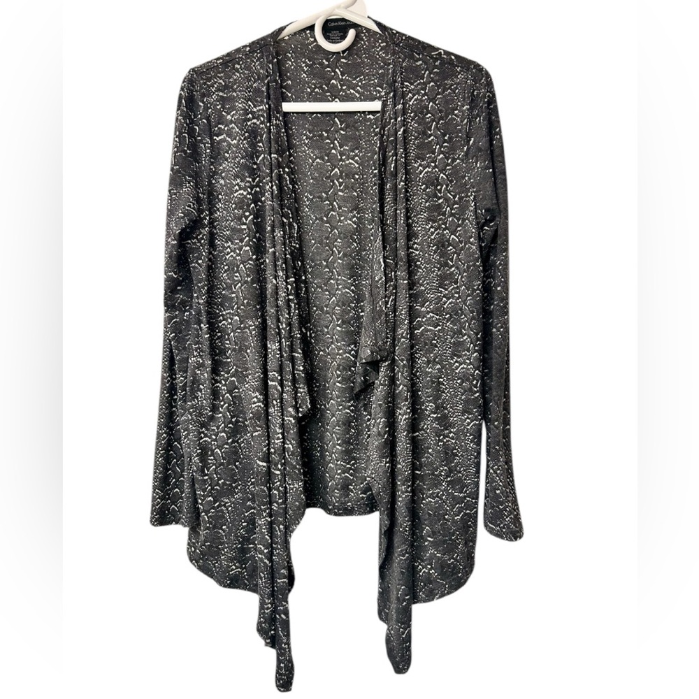 EUC Calvin Klein Open Front Cardigan Animal Print Long Sleeve Size S